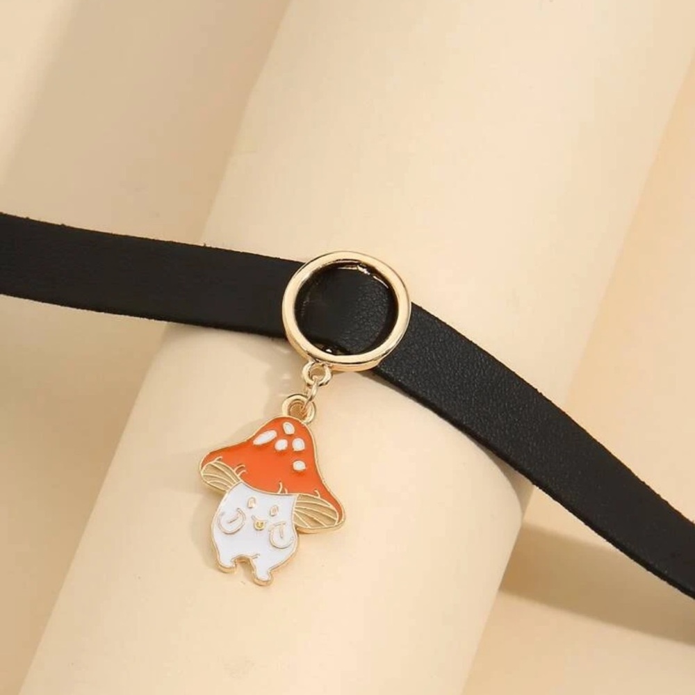 🍄 Awesome Adorable Cartoon Mushroom Shroom Dude Choker Necklace 🍄